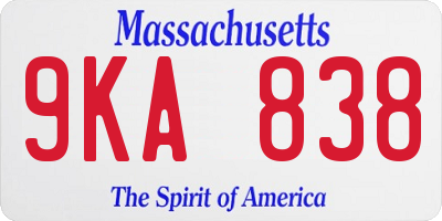 MA license plate 9KA838