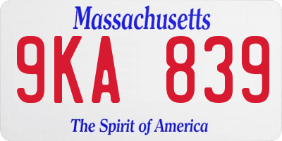 MA license plate 9KA839
