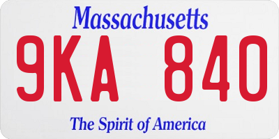 MA license plate 9KA840