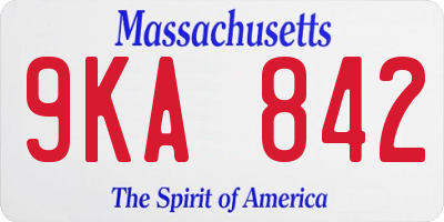 MA license plate 9KA842