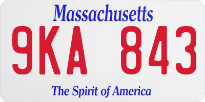 MA license plate 9KA843