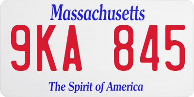 MA license plate 9KA845
