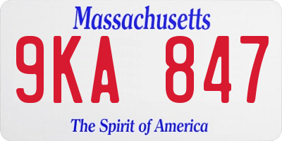 MA license plate 9KA847