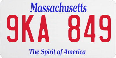 MA license plate 9KA849