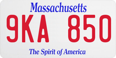 MA license plate 9KA850