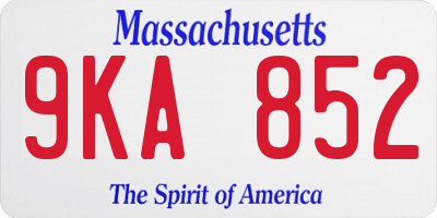 MA license plate 9KA852