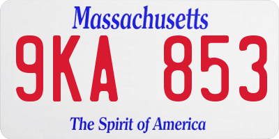 MA license plate 9KA853