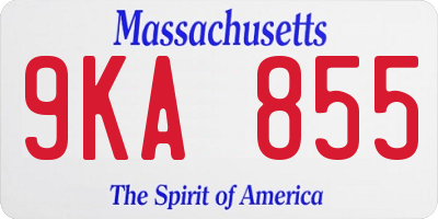 MA license plate 9KA855