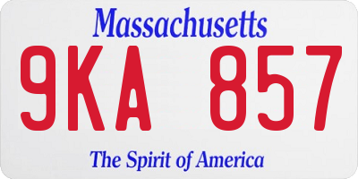 MA license plate 9KA857