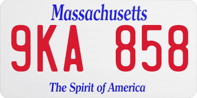 MA license plate 9KA858
