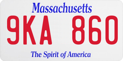 MA license plate 9KA860