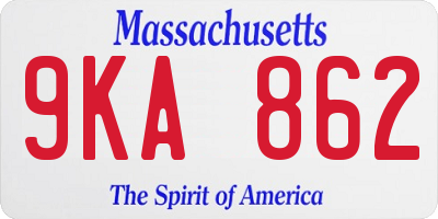 MA license plate 9KA862