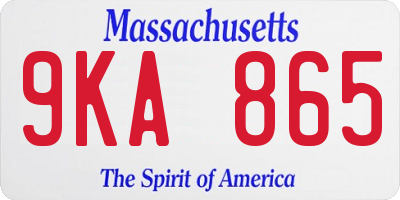 MA license plate 9KA865