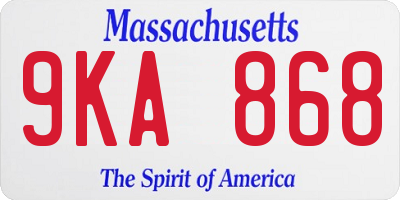 MA license plate 9KA868
