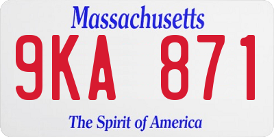 MA license plate 9KA871