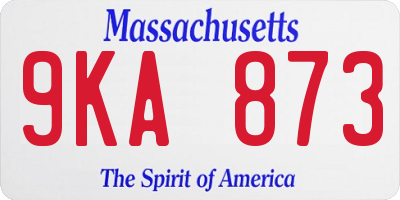 MA license plate 9KA873