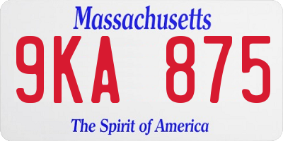 MA license plate 9KA875