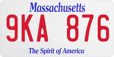 MA license plate 9KA876