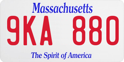 MA license plate 9KA880