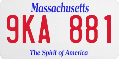 MA license plate 9KA881