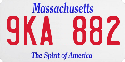 MA license plate 9KA882