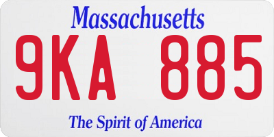 MA license plate 9KA885