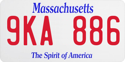 MA license plate 9KA886
