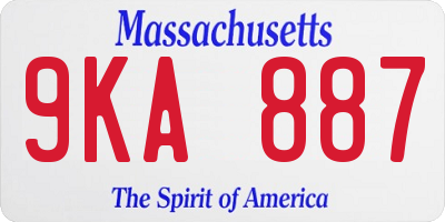 MA license plate 9KA887