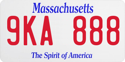 MA license plate 9KA888