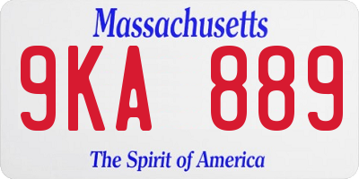 MA license plate 9KA889