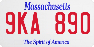 MA license plate 9KA890