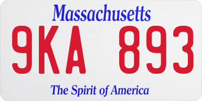 MA license plate 9KA893