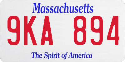 MA license plate 9KA894