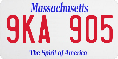 MA license plate 9KA905