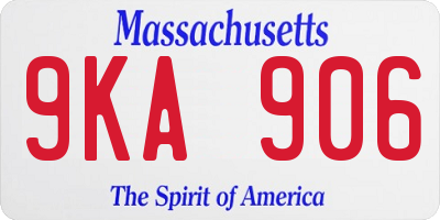 MA license plate 9KA906