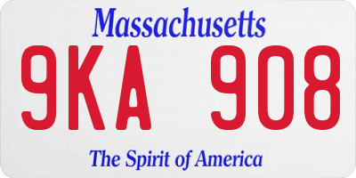MA license plate 9KA908