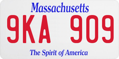 MA license plate 9KA909