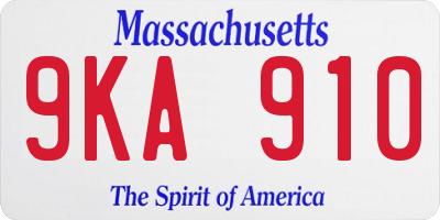 MA license plate 9KA910