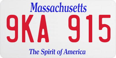 MA license plate 9KA915