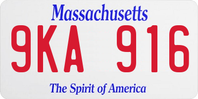 MA license plate 9KA916