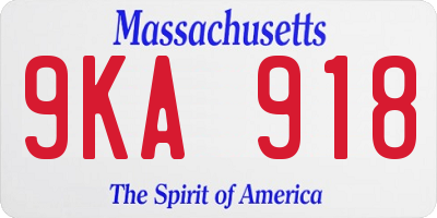 MA license plate 9KA918