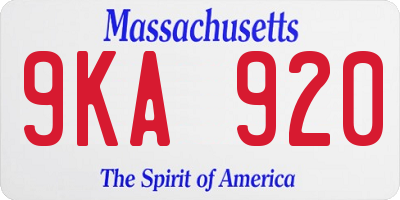 MA license plate 9KA920