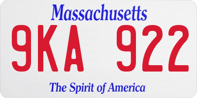 MA license plate 9KA922