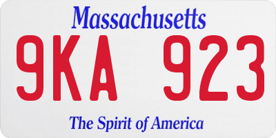 MA license plate 9KA923