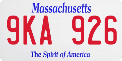 MA license plate 9KA926