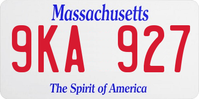 MA license plate 9KA927