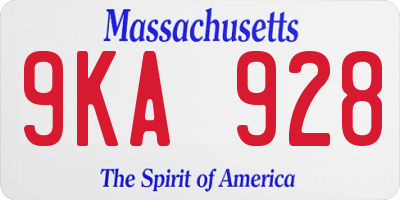MA license plate 9KA928