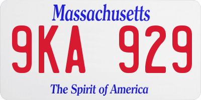 MA license plate 9KA929