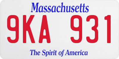 MA license plate 9KA931
