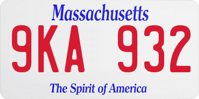 MA license plate 9KA932